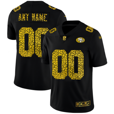 San Francisco 49ers Custom Men's Nike Leopard Print Fashion Vapor Limited NFL Jersey Black